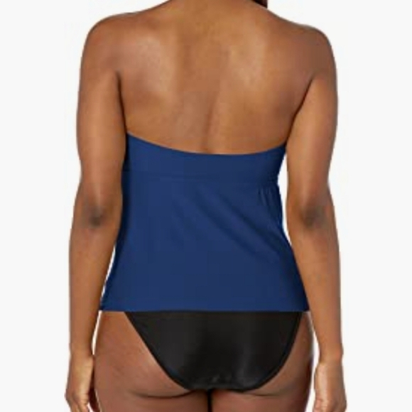 Catalina Blue Convertible Twist Front Bandeau Tankini Top & BoyShort Size M - Picture 3 of 10